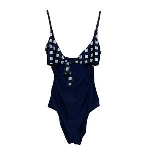 NWOT Pilyq Navy / White Cutout Monokini One Piece Swimsuit Sz. S